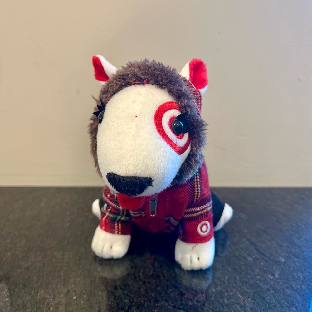🖤 Target Bullseye Dog Mascot Plaid Hoodie Punk Eyeliner Collectible Toy Plush